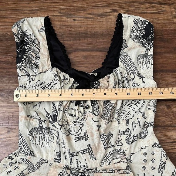 Harry Potter Hot Topic Corset Dress Lace Trim Marauders Map Fairy Dark Academia - Picture 4 of 8